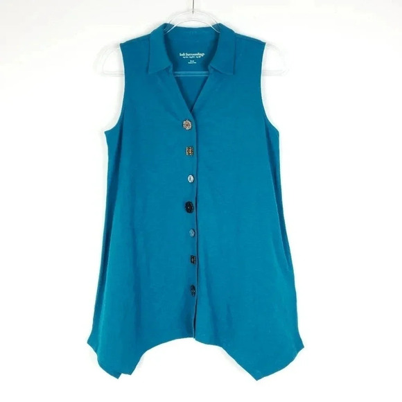 Soft Surroundings Tops - Soft Surroundings Danielle Button Top Tank Teal S
